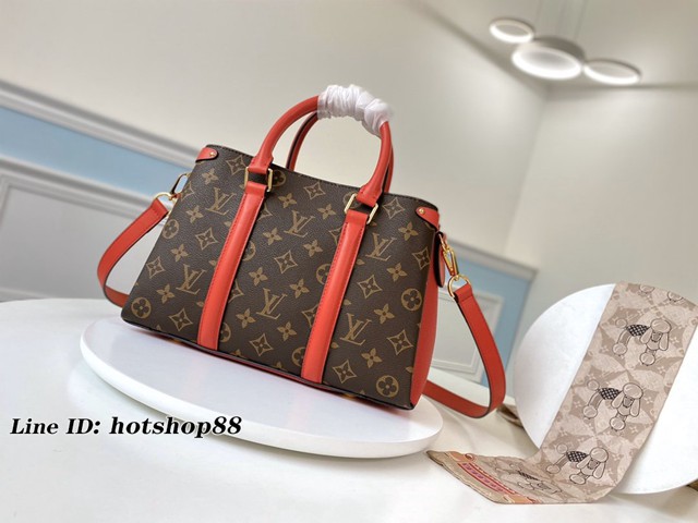 路易威登LV女包 M44898紅色 Open Handbag LV老花配皮手提肩背包 xxlv2383